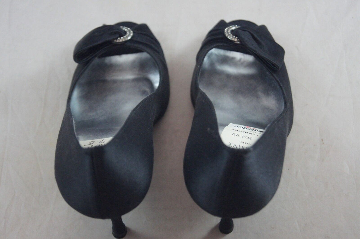 Stuart Weitzman Women's Ringbling Formal Dress Pumps  Black Satin Size 9.5