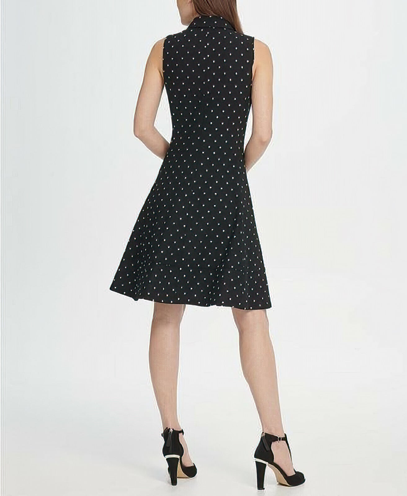 DKNY Women's Polka-Dot Button Front Shirt Dress  Color Black Size 10
