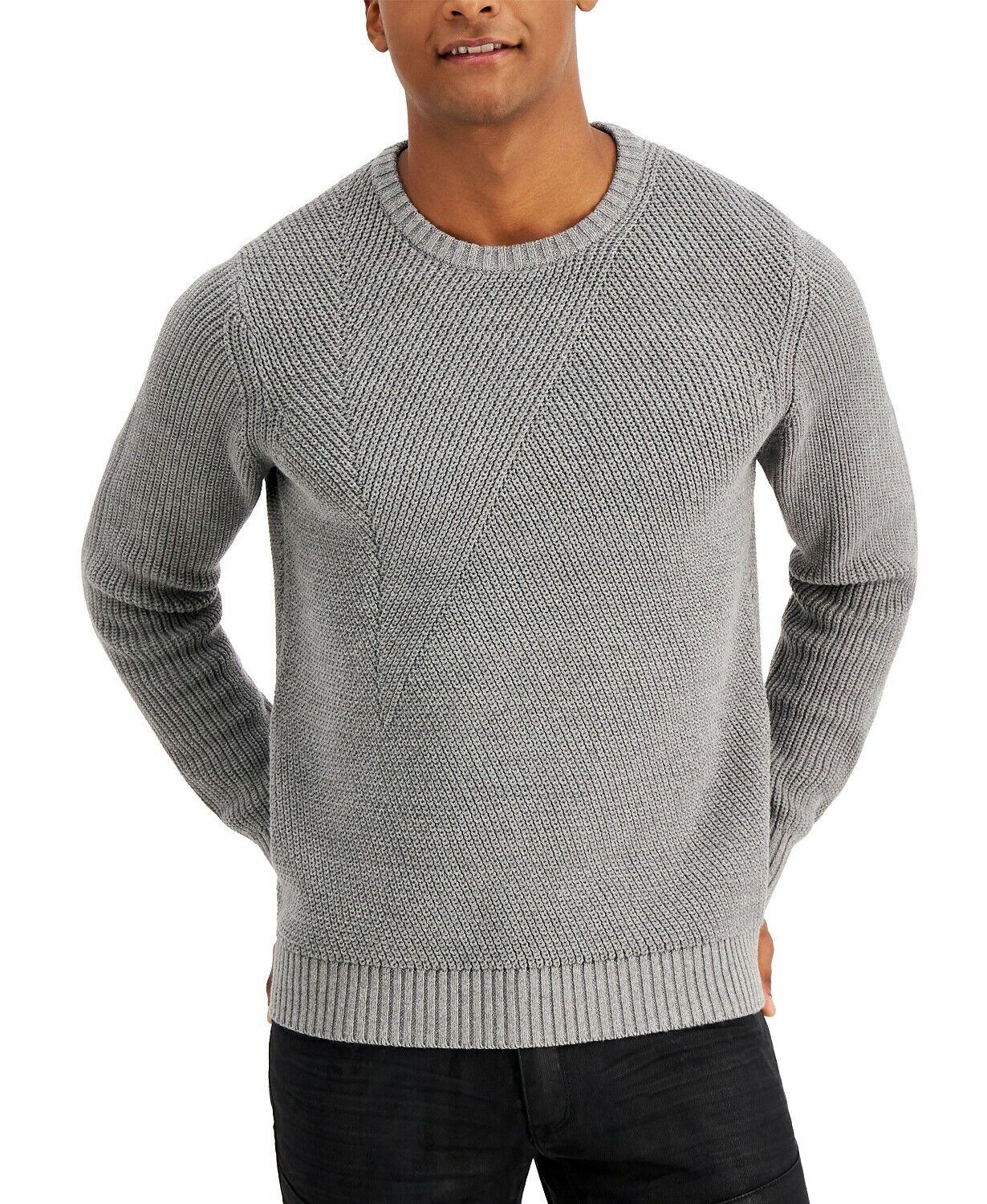 INC International Concepts Men's Ribbed Sweater  Heather Gray Size 2XL