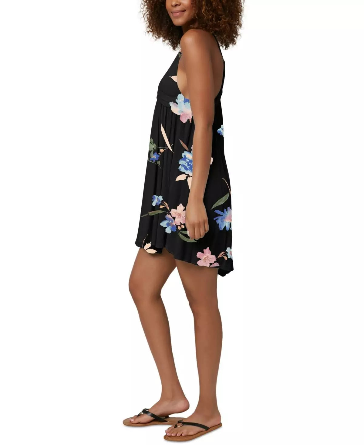 O'NEILL Women's Floral Pullover Dress Swimsuit Cover-Up  Color Black Size XL