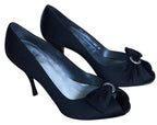 Stuart Weitzman Women's Ringbling Formal Dress Pumps  Black Satin Size 9.5