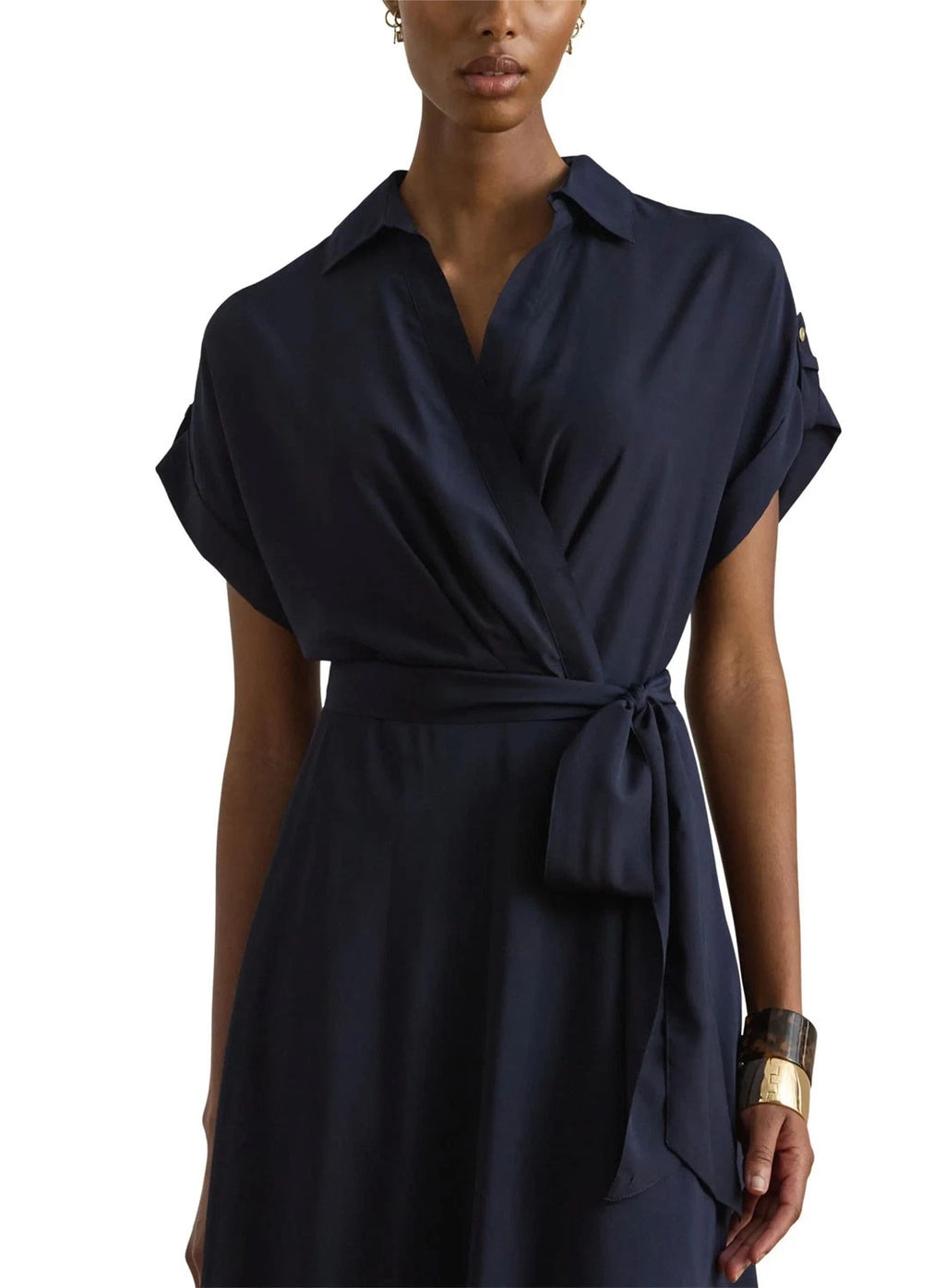 LAUREN RALPH LAUREN Women's Fratillio Short Sleeve Day Dress  Navy Size 6