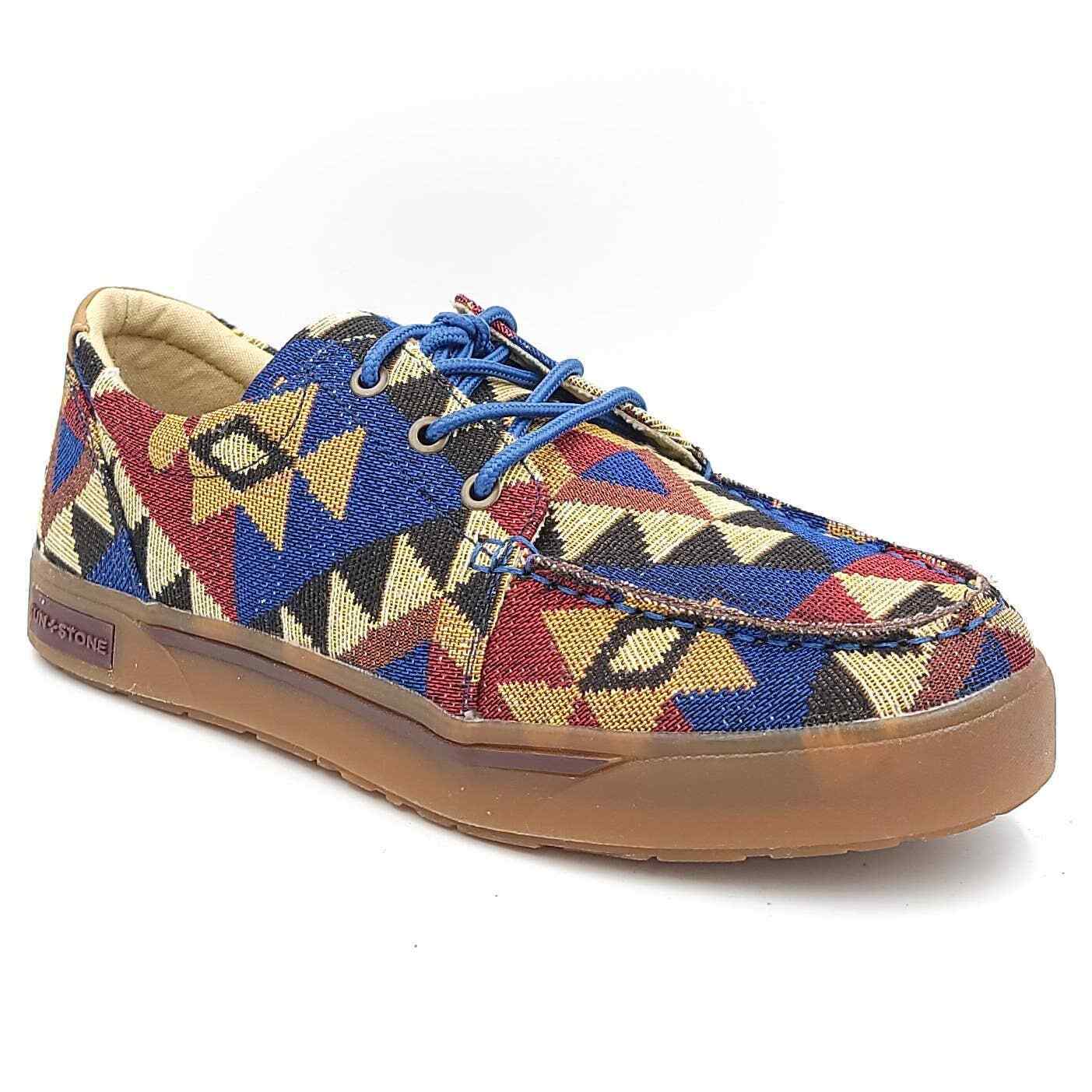 Sun+Stone Men's Nash Lace-Up Sneakers  Blue Geo Size 9