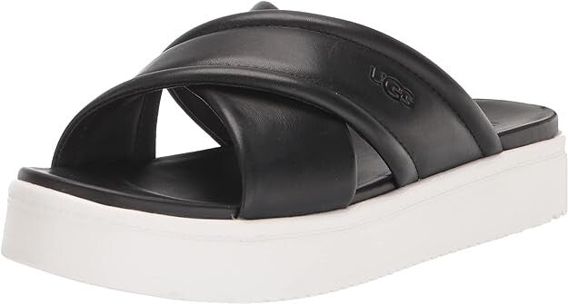 UGG Women's Zayne Crossband Sandals Black Leather Size 6