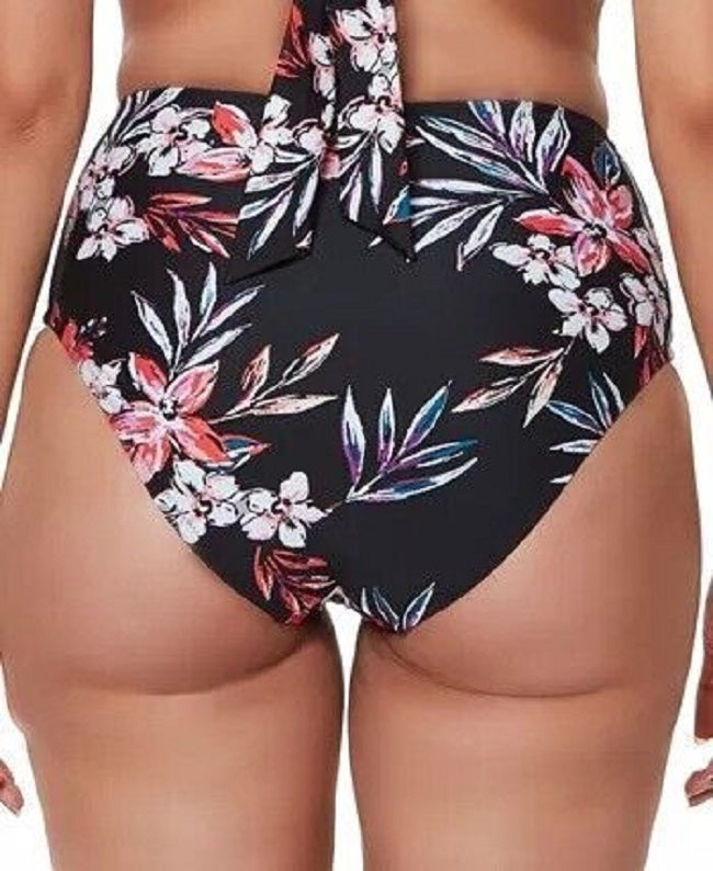 Bar III Tropical Escape High-Waist Bikini Bottoms  Color Black Multi Size S