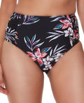 Bar III Tropical Escape High-Waist Bikini Bottoms  Color Black Multi Size S