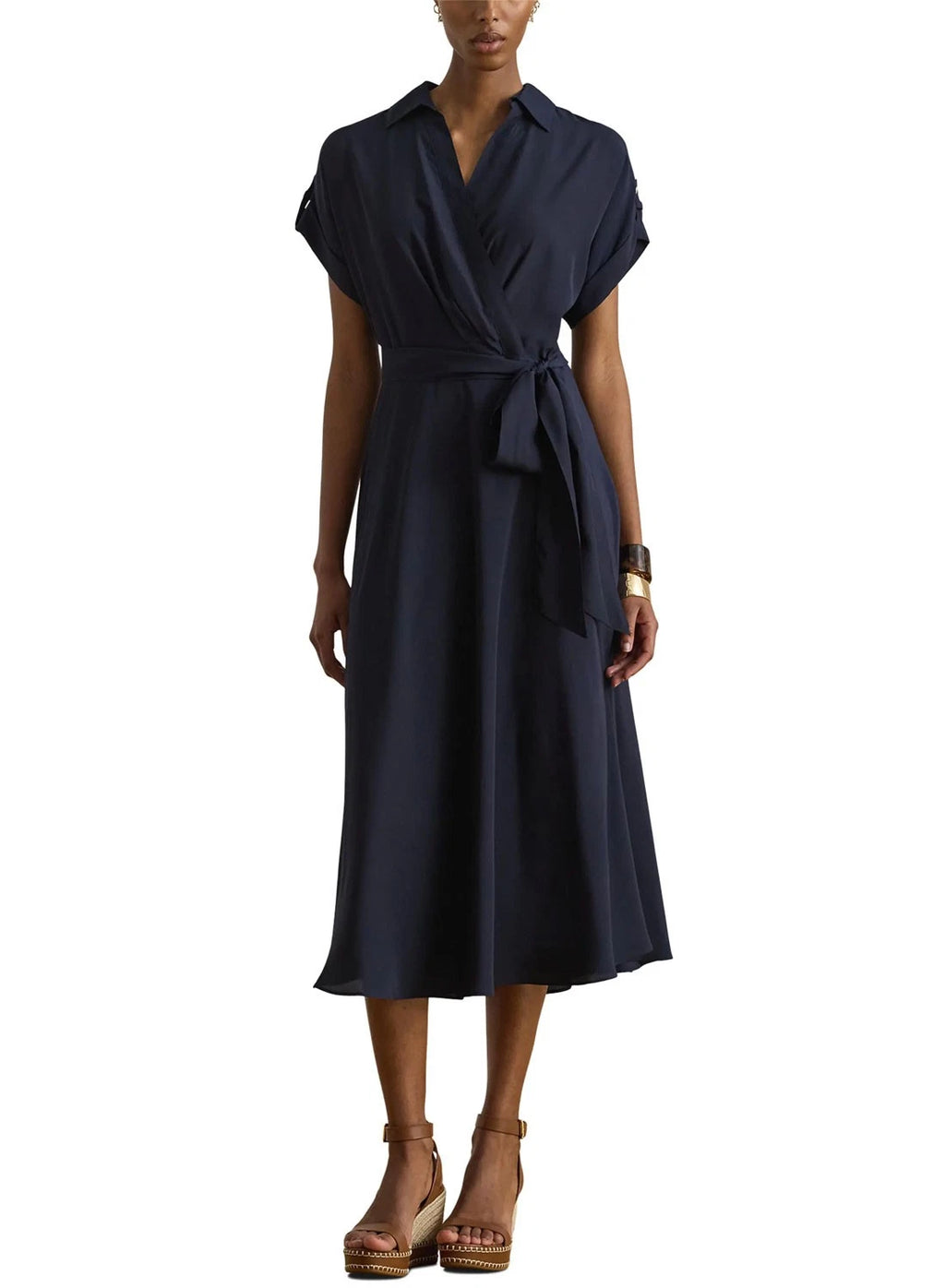 LAUREN RALPH LAUREN Women's Fratillio Short Sleeve Day Dress  Navy Size 6