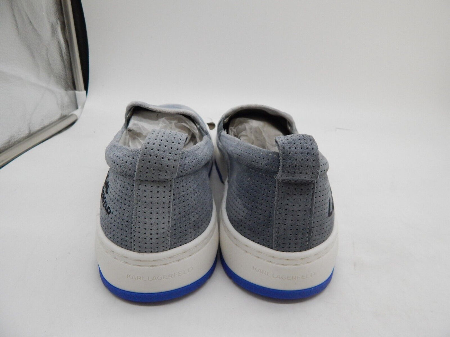 KARL LAGERFELD PARIS Men's Tie-Dye Slip-On Sneakers  Blue Leather Size 12M