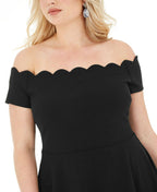 B. Darlin Women’s Plus Scalloped Off-The-Shoulder Mini Dress  Color Black Size 16W