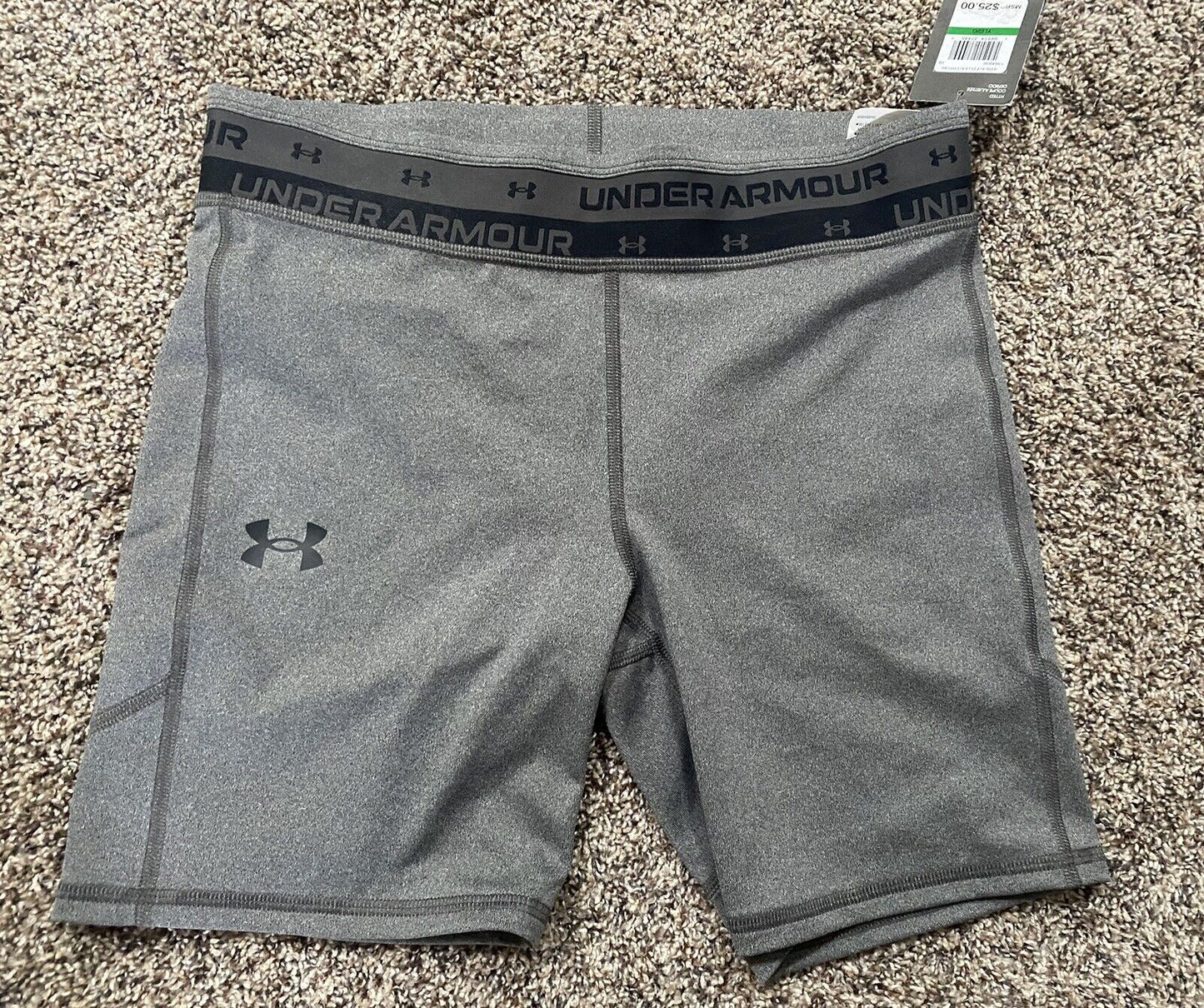 UNDER ARMOUR Girls Heatgear Bike Shorts  Color Heather Gray Size YL