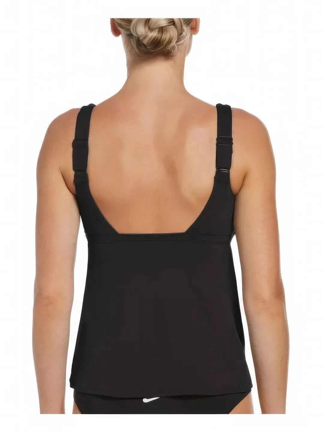 NIKE Stretch Scoop Neck Tankini Top  Black Size M