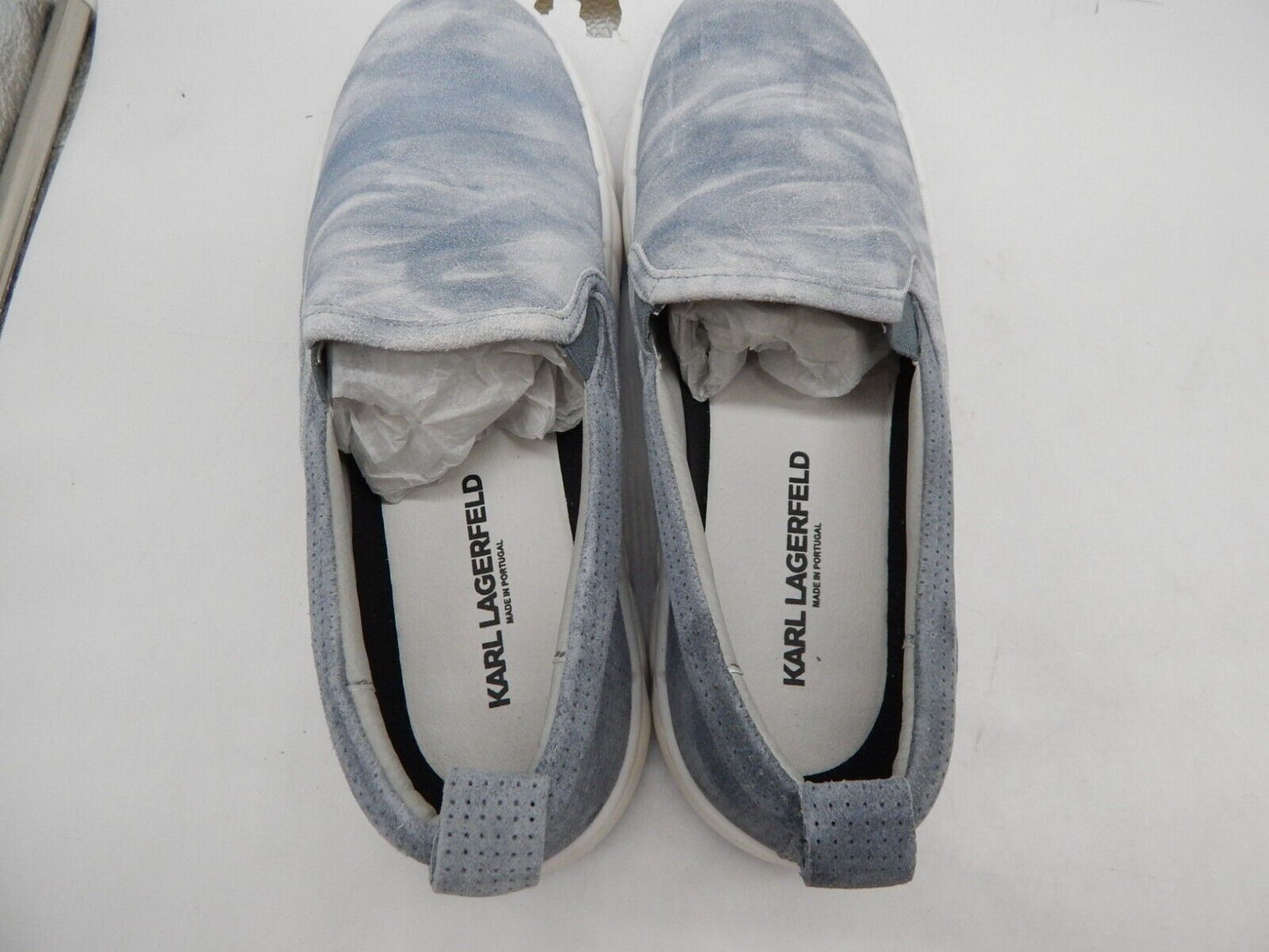 KARL LAGERFELD PARIS Men's Tie-Dye Slip-On Sneakers  Blue Leather Size 12M