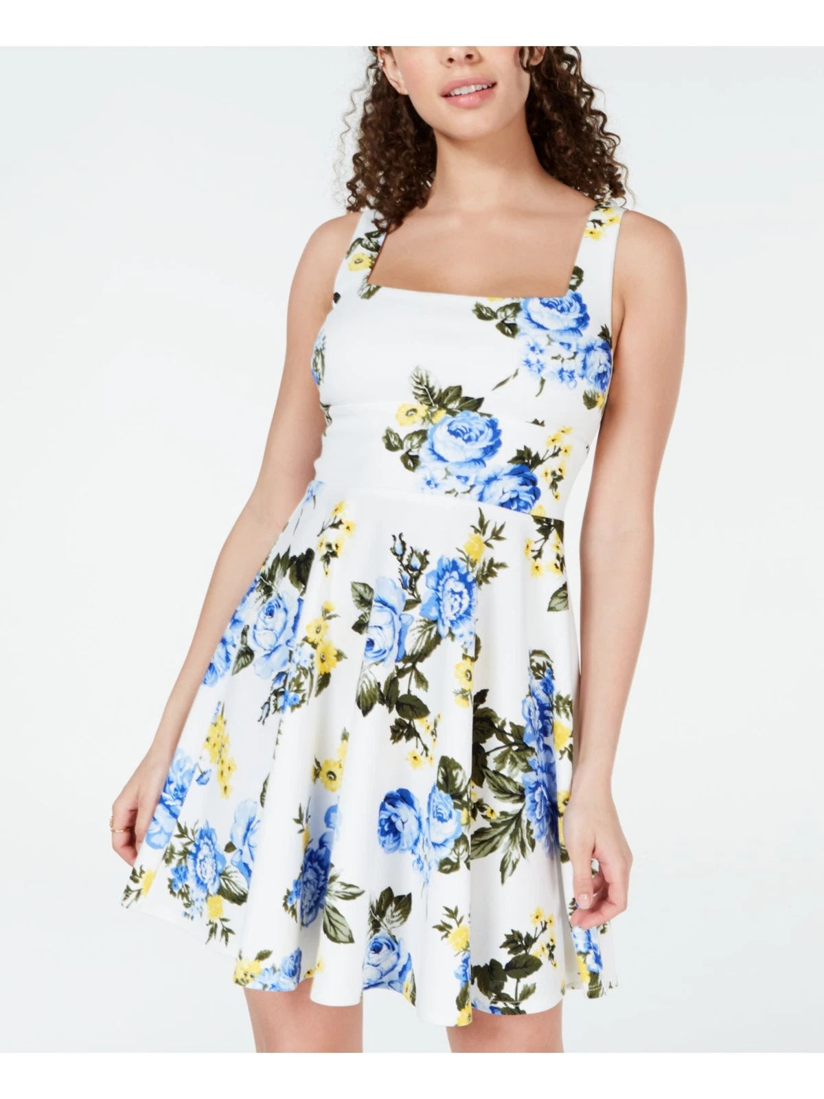 B Darlin Juniors' Tie-Back Fit & Flare Dress  Ivory, Royal Size 13/14