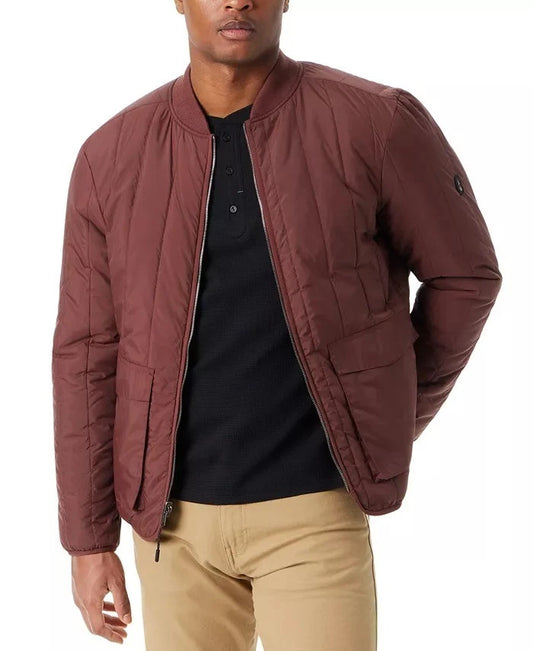 BASS OUTDOOR Men's Reversible Zip Front Liner Bomber Jacket  Rum Raisin Size M