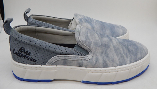 KARL LAGERFELD PARIS Men's Tie-Dye Slip-On Sneakers  Blue Leather Size 12M