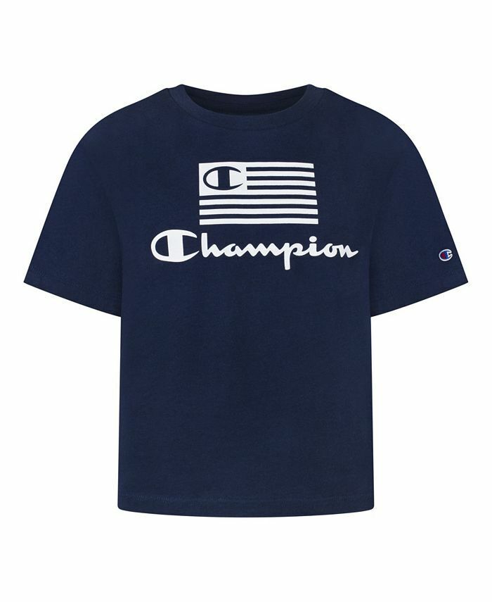 Champion Girls Flag Boxy Graphic Tee  Color Navy Size L