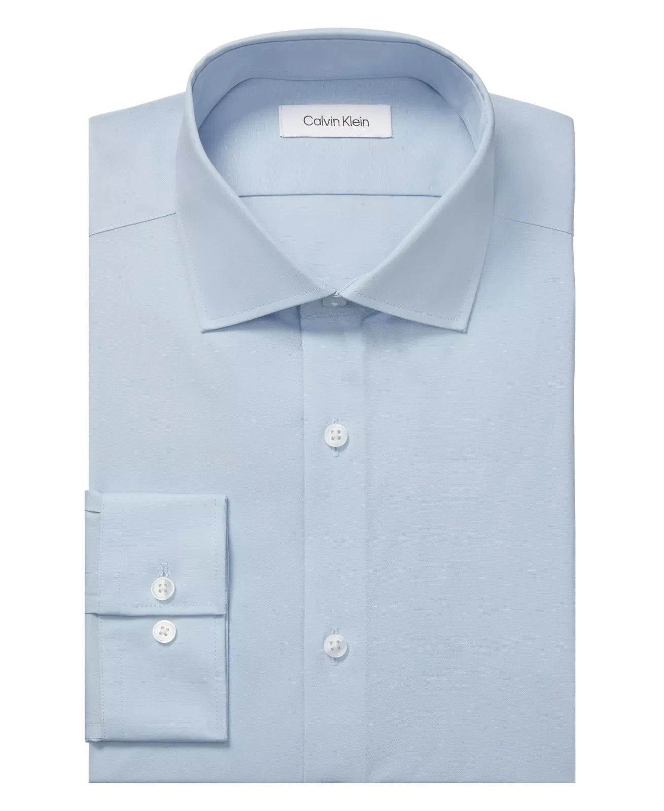 Calvin Klein Men's Refined Cotton Stretch Slim Fit Dress Shirt   Blue 17 32/33