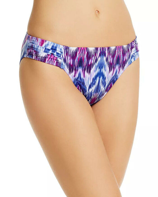 Tommy Bahama Ikat-Print Shirred Hipster Bikini Bottom  Color Blue Monday Size XL