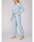 Pure Fiber Women's 2pc Loungewear Crew Neck Top & Jogger Set  Color Sterling Blue Size M