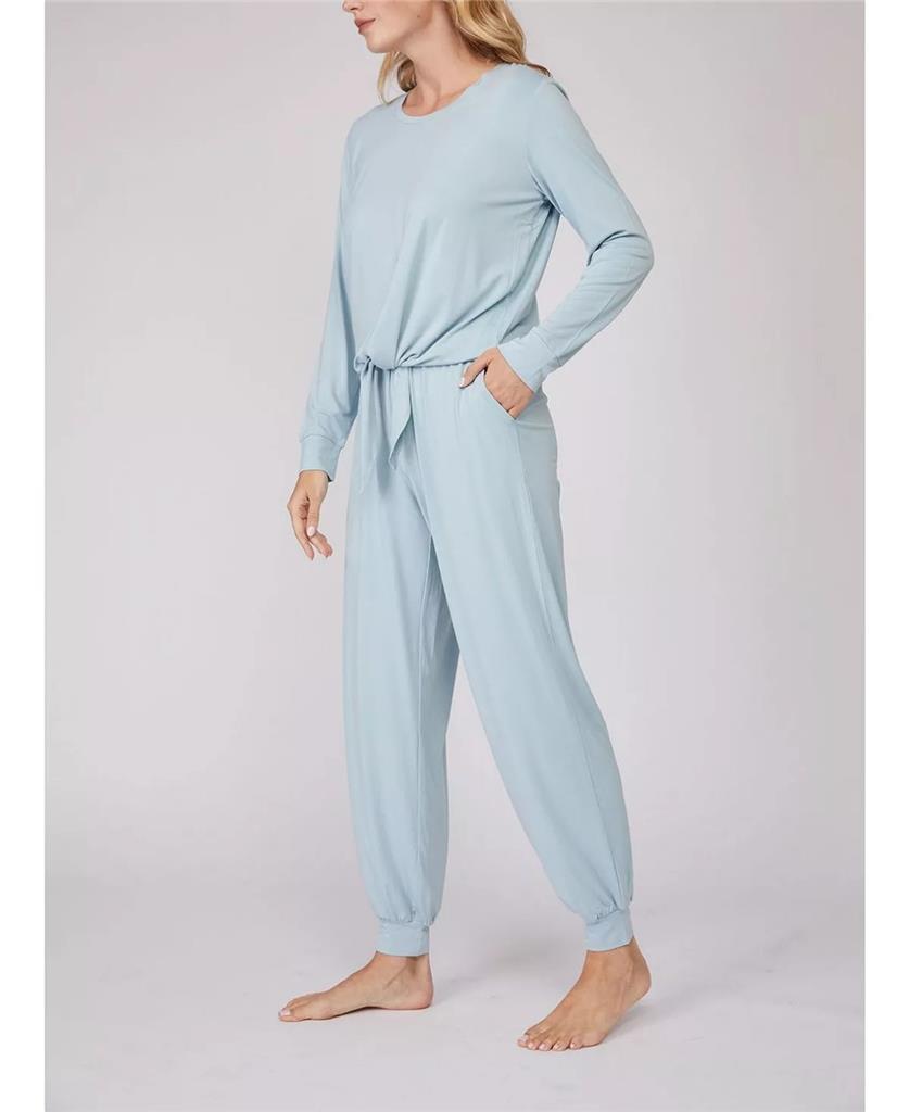 Pure Fiber Women's 2pc Loungewear Crew Neck Top & Jogger Set  Color Sterling Blue Size M
