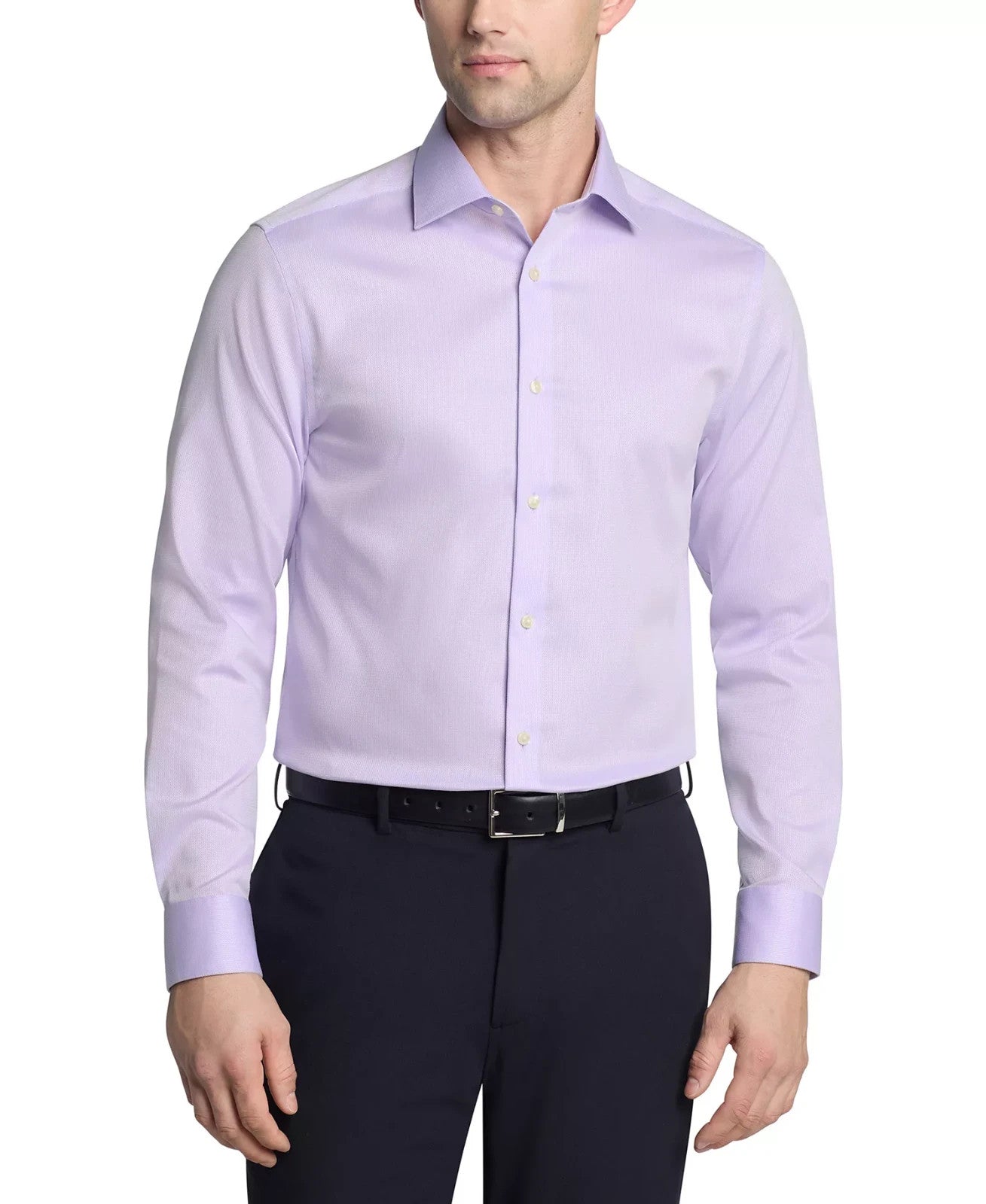 Calvin Klein STEEL+ Men's Slim-Fit Stretch Dress Shirt  Lilac 15.5 34/35