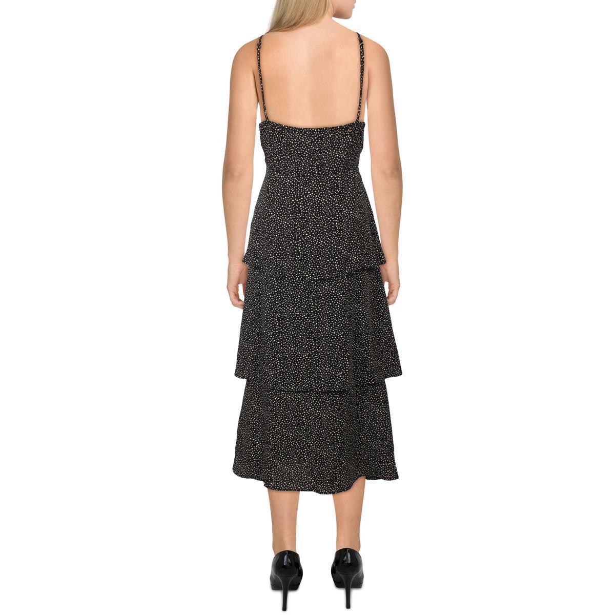 Aqua  Womens Tiered Calf Summer Midi Dress  Color Black Size M