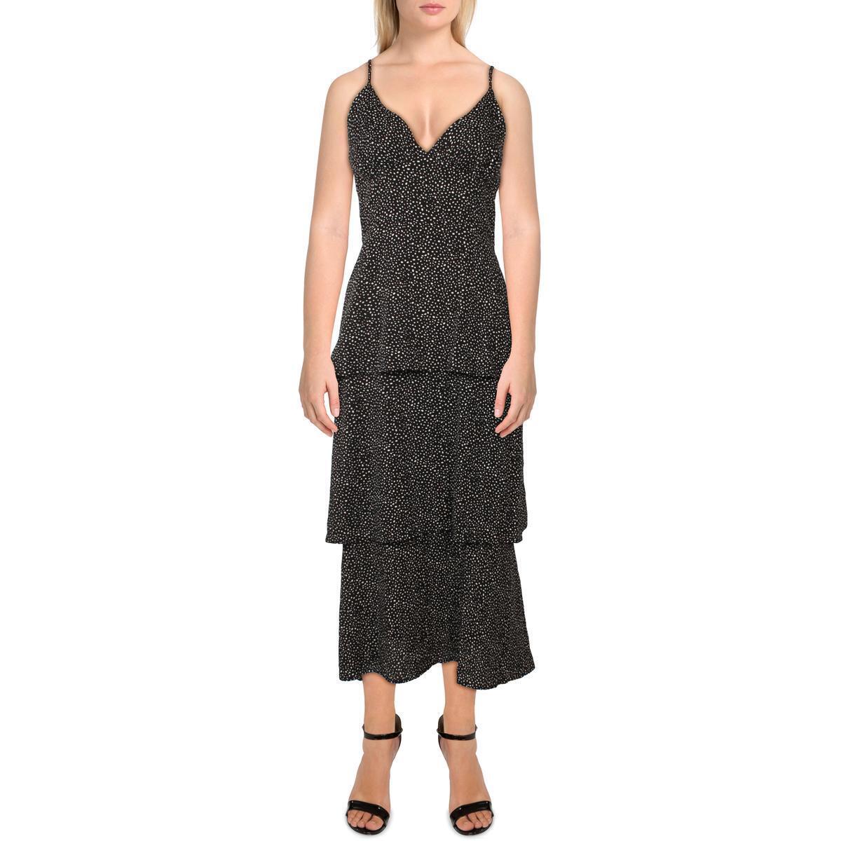 Aqua  Womens Tiered Calf Summer Midi Dress  Color Black Size M
