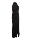 XScape Crisscross Slit Halter Evening Dress Gown  Color Black Size 12