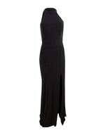XScape Crisscross Slit Halter Evening Dress Gown  Color Black Size 12