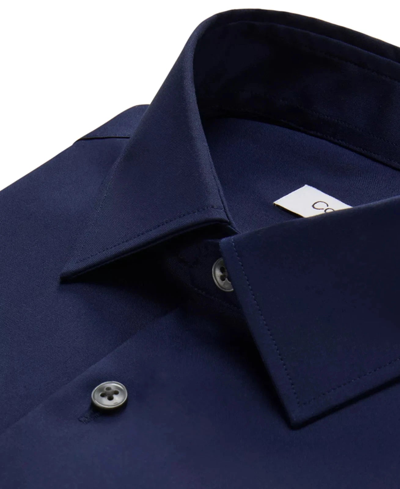 Calvin Klein Men's Refined Cotton Stretch Regular Fit Dress Shirt   Navy 16.5 32/33