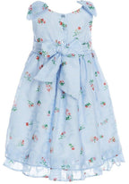 Laura Ashley Little Girls Shoulder-Bow Floral A-Line Chiffon Dress  Color Blue/White Size 3T