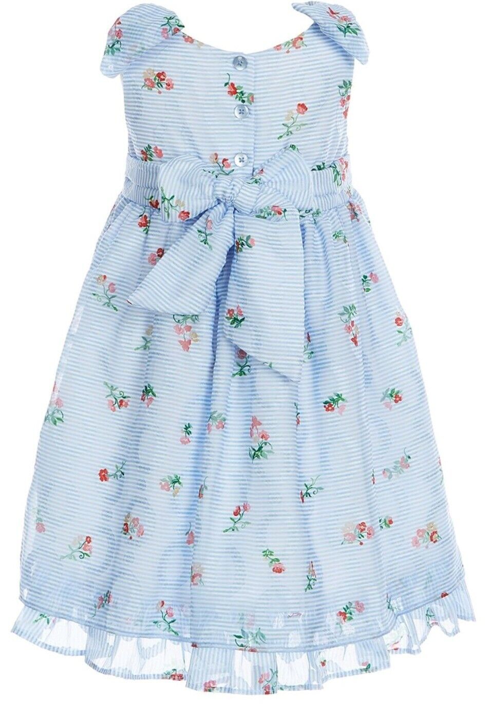 Laura Ashley Little Girls Shoulder-Bow Floral A-Line Chiffon Dress  Color Blue/White Size 3T