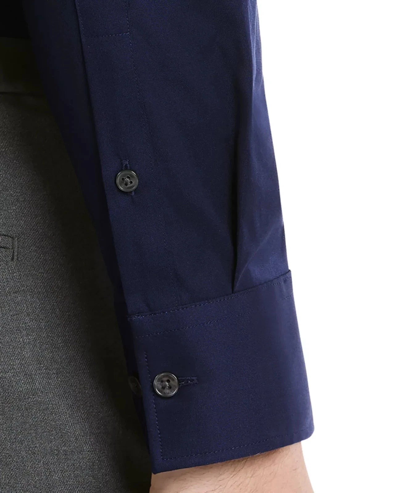 Calvin Klein Men's Refined Cotton Stretch Regular Fit Dress Shirt   Navy 16.5 32/33