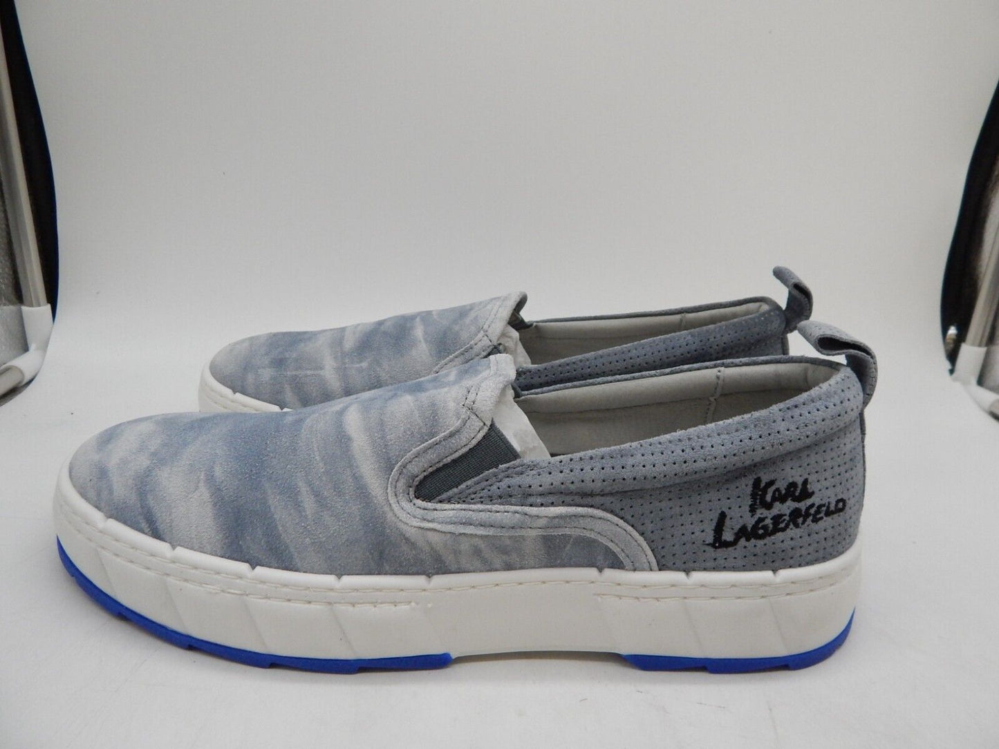 KARL LAGERFELD PARIS Men's Tie-Dye Slip-On Sneakers  Blue Leather Size 12M