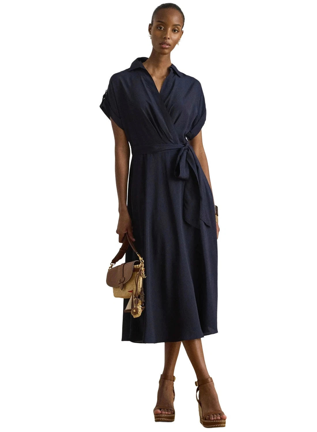 LAUREN RALPH LAUREN Women's Fratillio Short Sleeve Day Dress  Navy Size 6