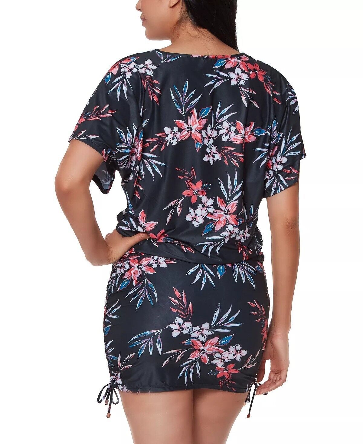 Bar III Tropical Escape Floral-Print Cover-Up  Color Black Multi Size XS