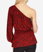 Michael Kors Women's Plus Animal-Print One-Shoulder  Color Crimson Size 3X