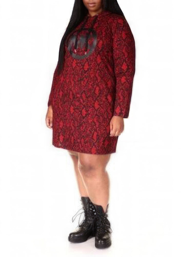 Michael Kors Women's Plus Logo Printed Hoodie Dress  Color Crimson Size 0X
