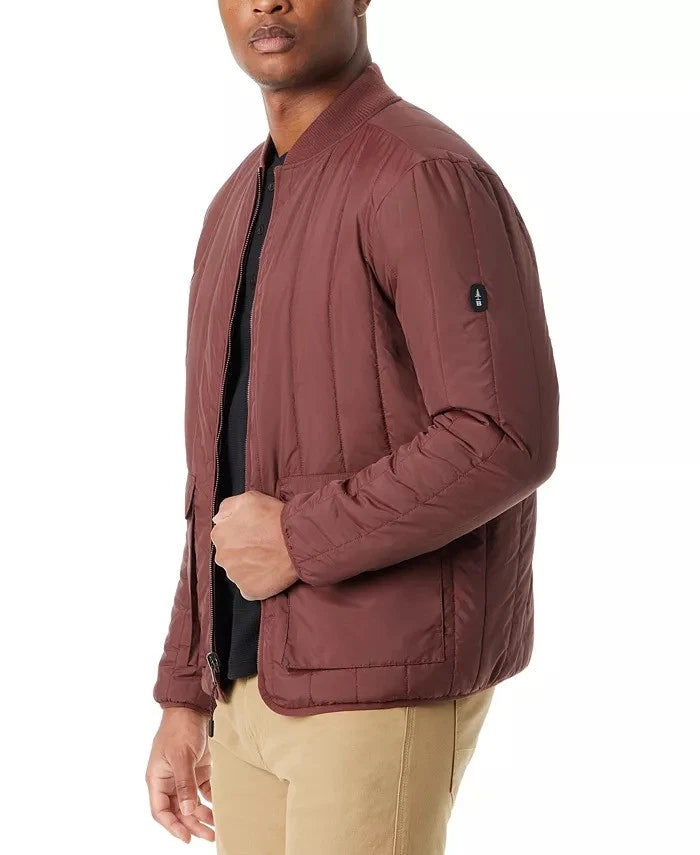 BASS OUTDOOR Men's Reversible Zip Front Liner Bomber Jacket  Rum Raisin Size M