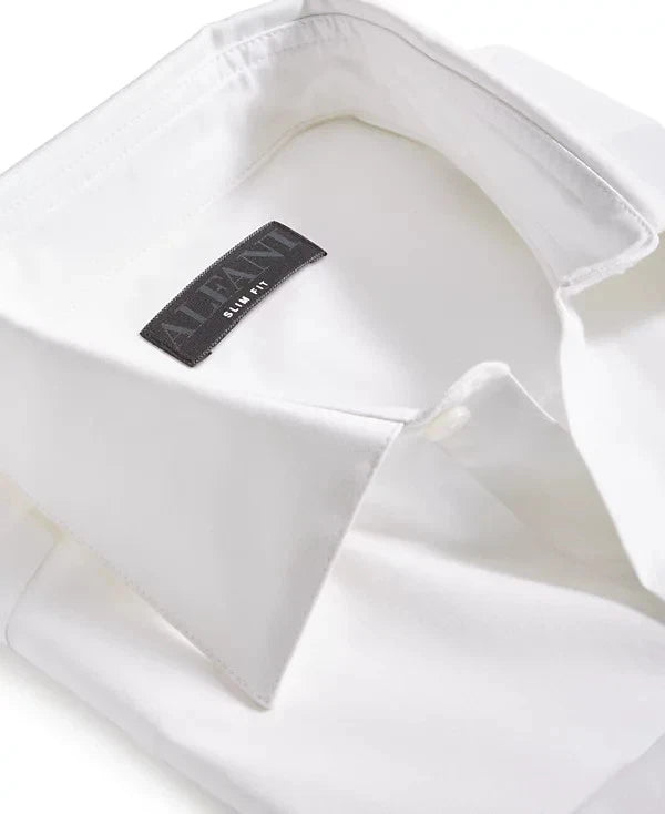 Alfani Men's Slim-Fit Solid Dress Shirt  Bright White 17/17.5 34/35