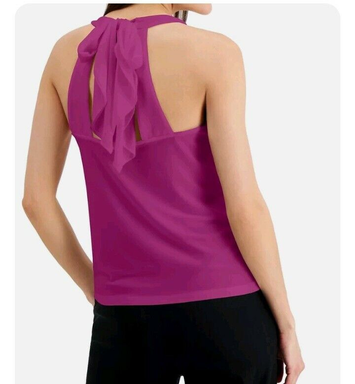 INC International Concepts Women's V-Neck Halter Top  Color Cranberry Size XS