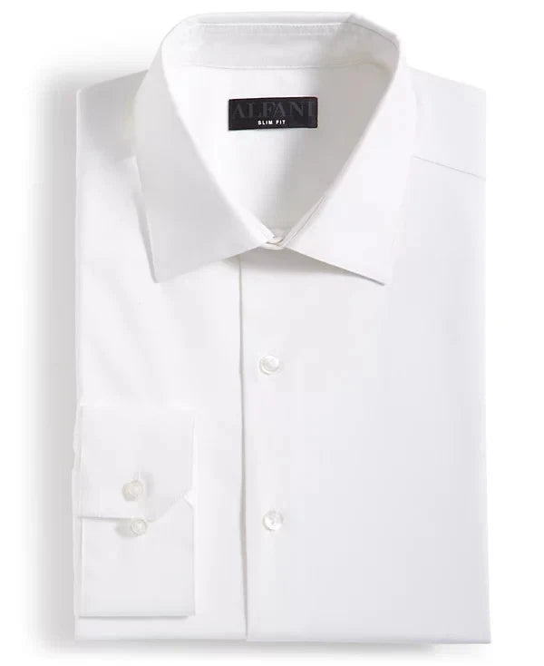 Alfani Men's Slim-Fit Solid Dress Shirt  Bright White 17/17.5 34/35