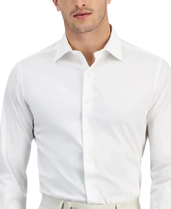 Alfani Men's Slim-Fit Solid Dress Shirt  Bright White 17/17.5 34/35