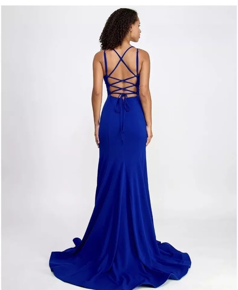 Sundae Juniors Criss-Cross Mermaid Gown  Color Cobalt Size S