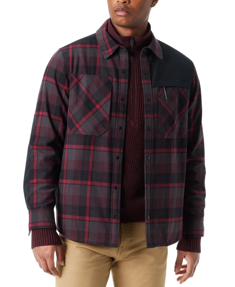 BASS OUTDOOR Men's Utility Brushed Twill Shirt Jacket  Cabernet Size 2XL