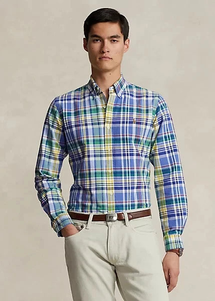 Polo Ralph Lauren Men's Classic-Fit Oxford Shirt  Blue/Red Multi Size S