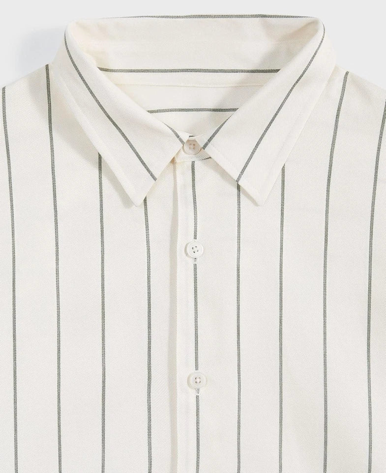 Mode of One Men's Relaxed-Fit Stripe Button Down Shirt  Neo Natural Size L