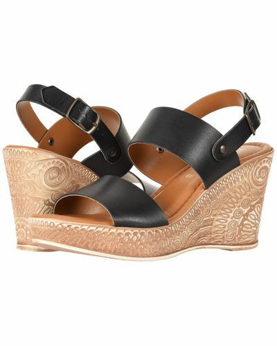 BELLA VITA Women's Cor-Italy Wedge Sandals  Color Black Leather Size 9.5M