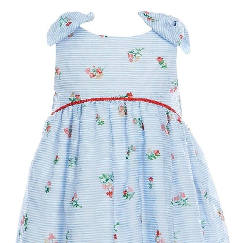Laura Ashley Little Girls Shoulder-Bow Floral A-Line Chiffon Dress  Color Blue/White Size 3T