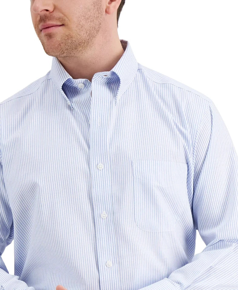 Club Room Men's Fine Stripe Dress Shirt  Light Blue 18 34/35